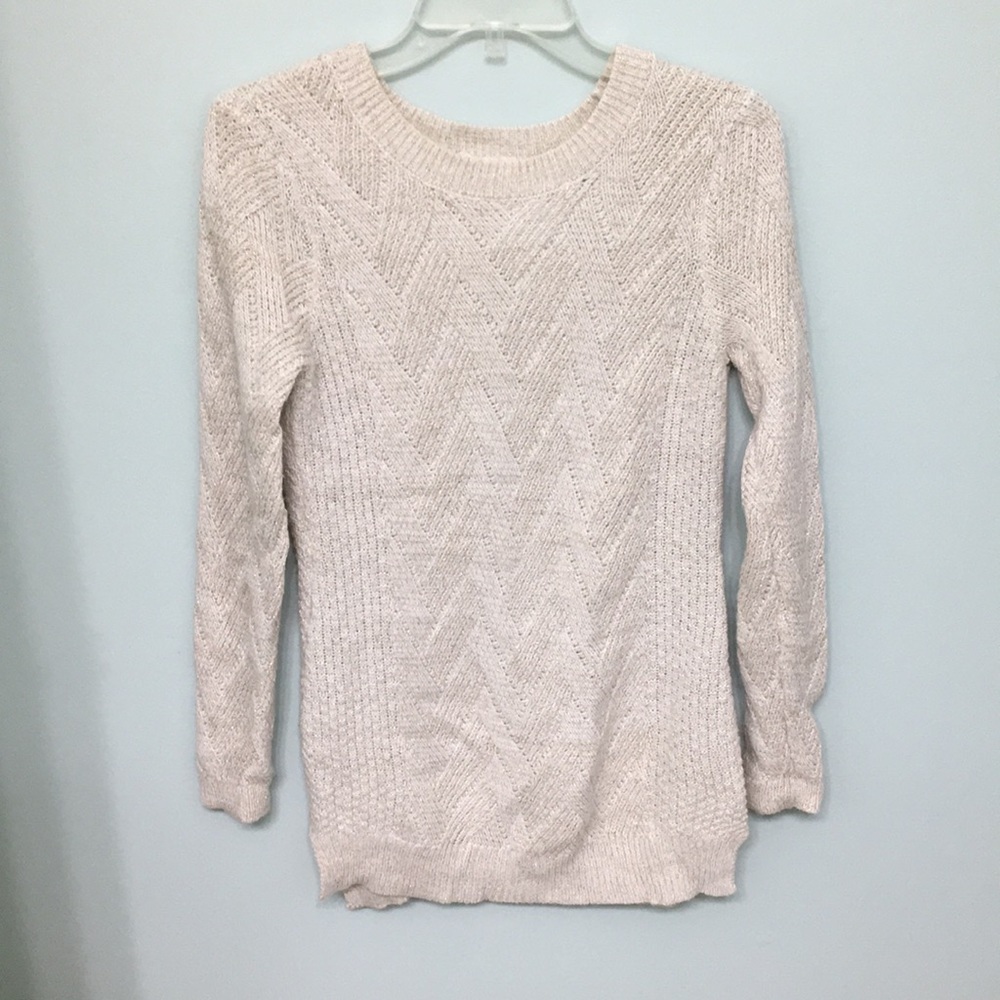 Pink Rose Cream & Gold Knitted Sweater